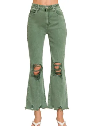 Court Straight Crop Jeans | Olive