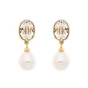 Crystal & Baroque Pearl Statement Clip Earrings