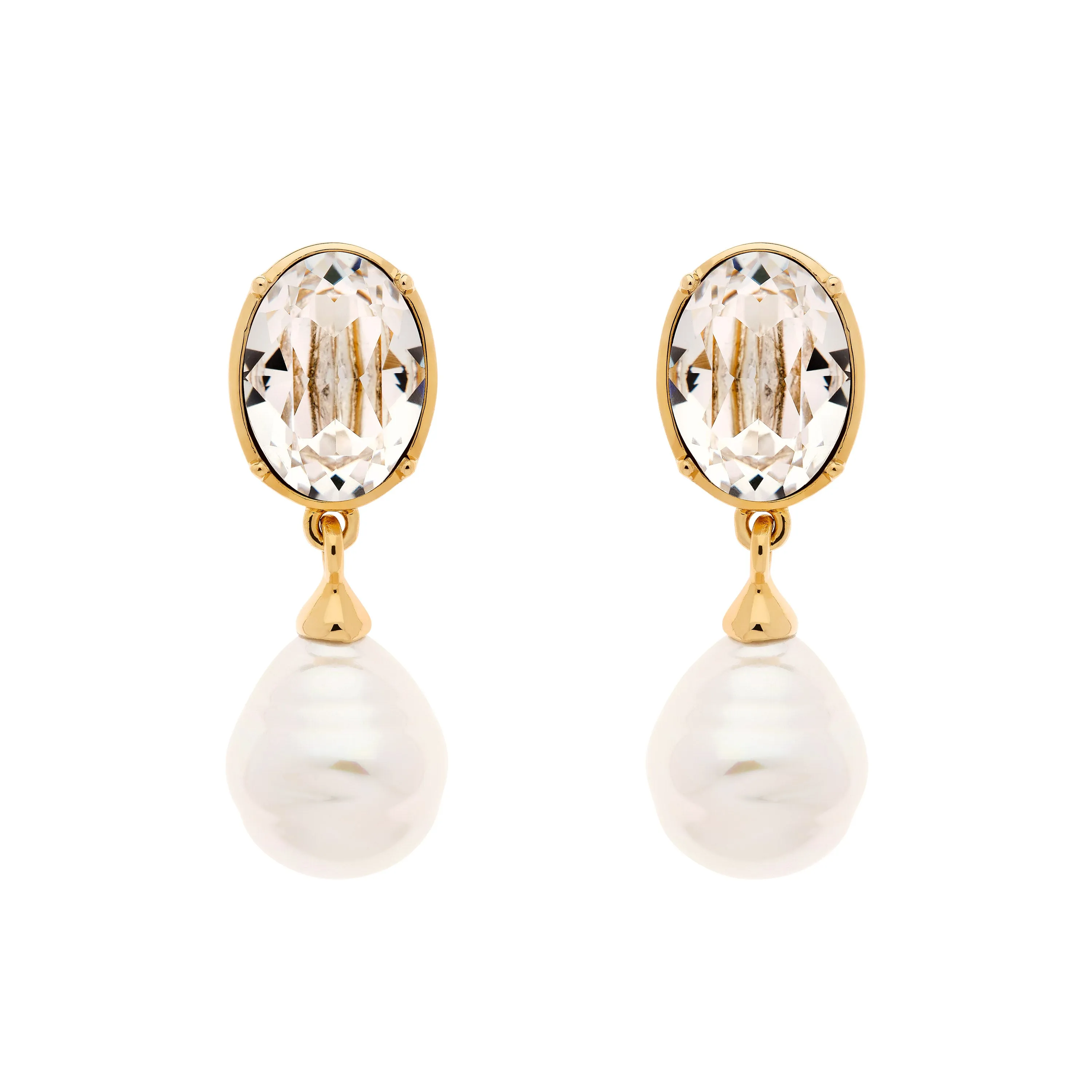 Crystal & Baroque Pearl Statement Clip Earrings