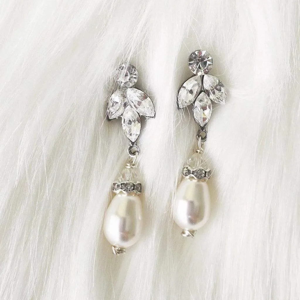 Crystal and Pearl Drop Earrings