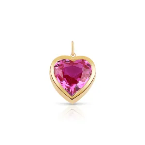 Custom Solitaire Gemstone Bezel Heart Charm