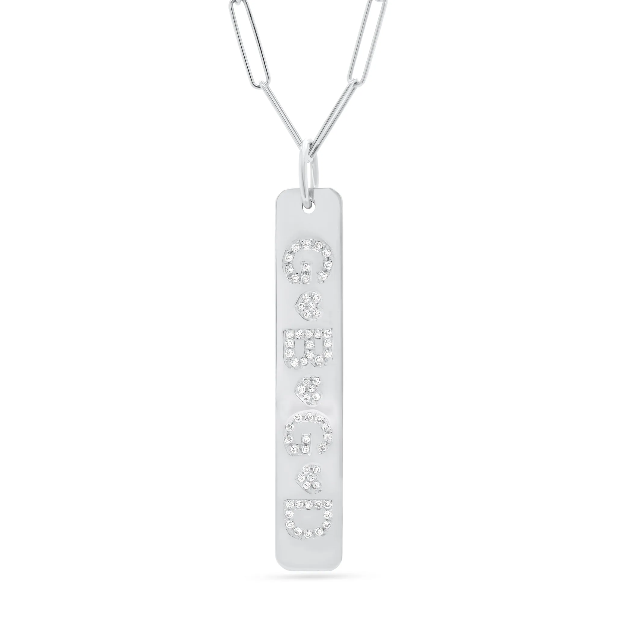 Diamond Initials Bar Pendant