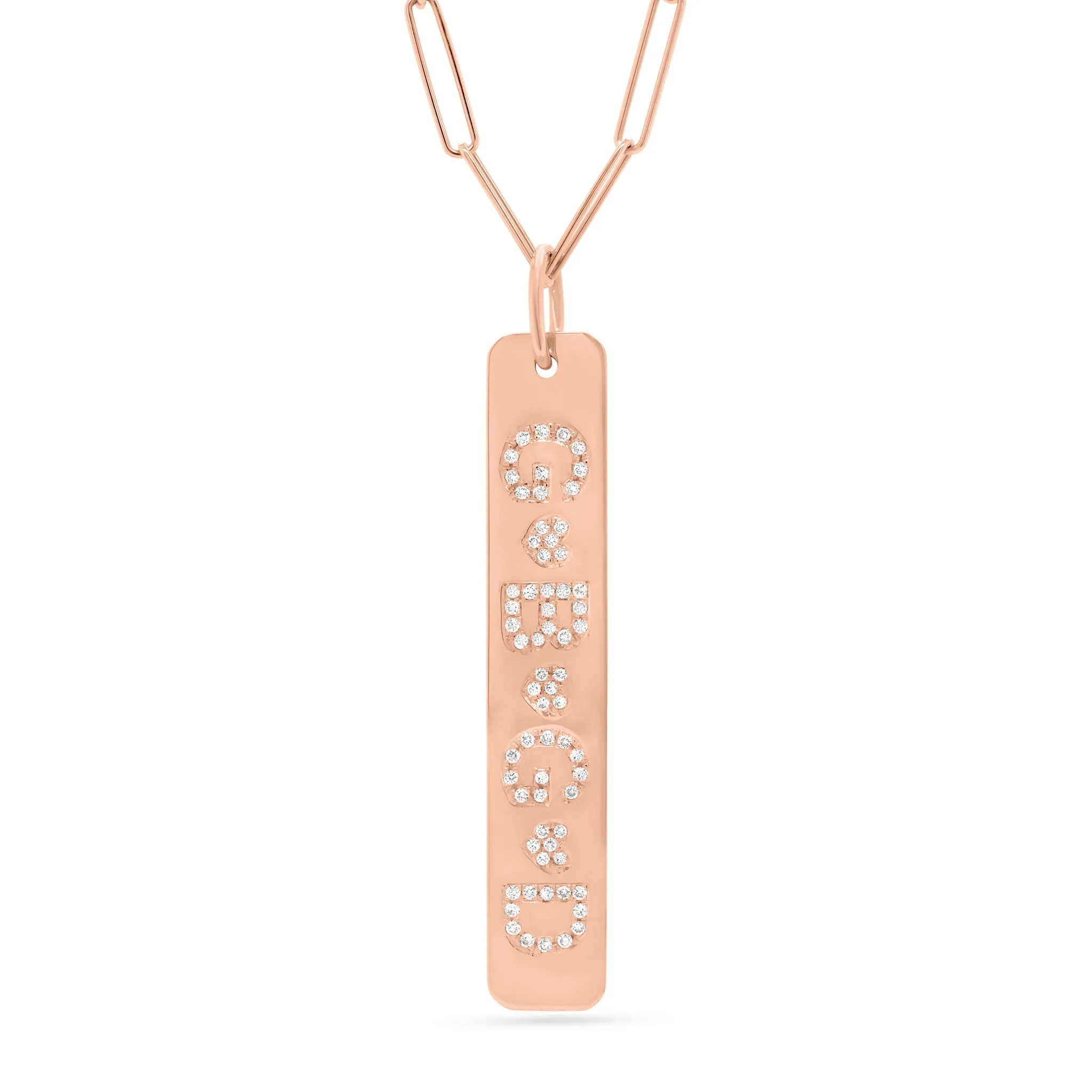 Diamond Initials Bar Pendant