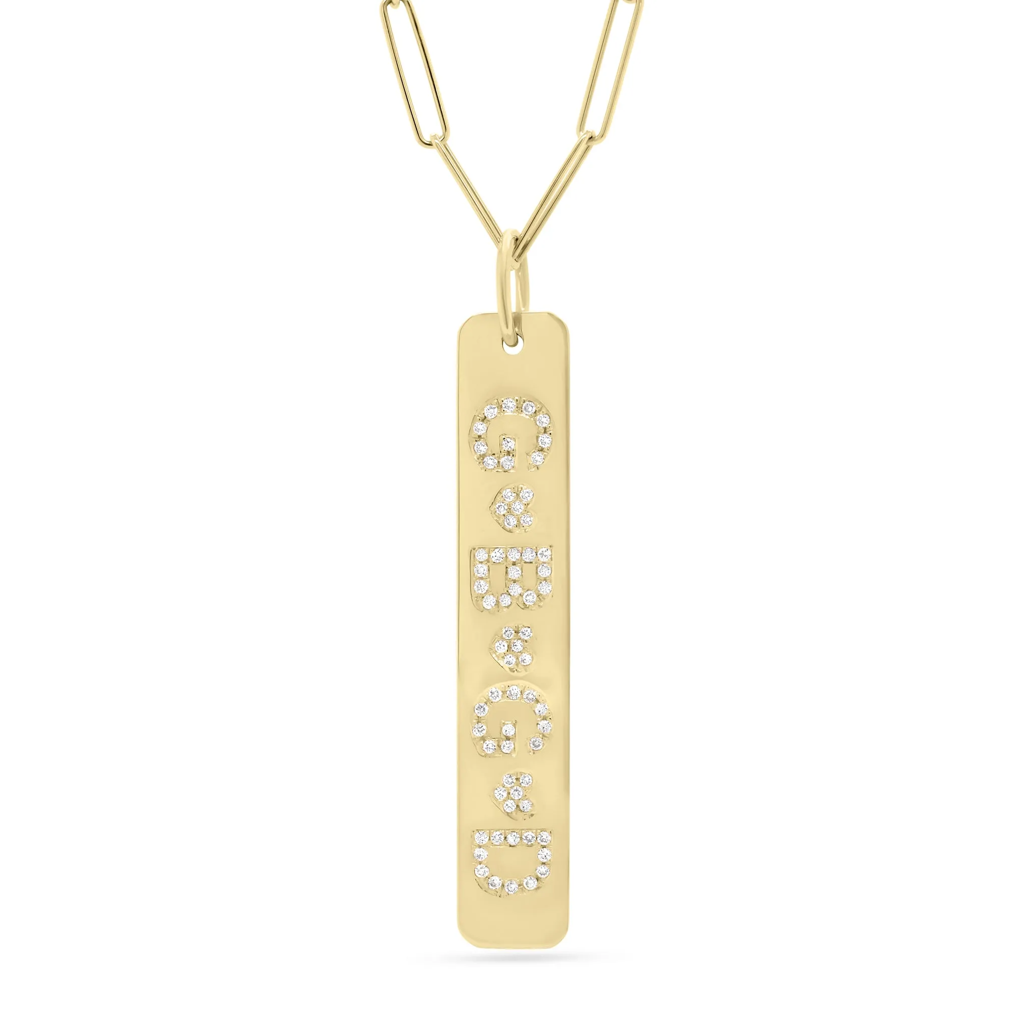 Diamond Initials Bar Pendant