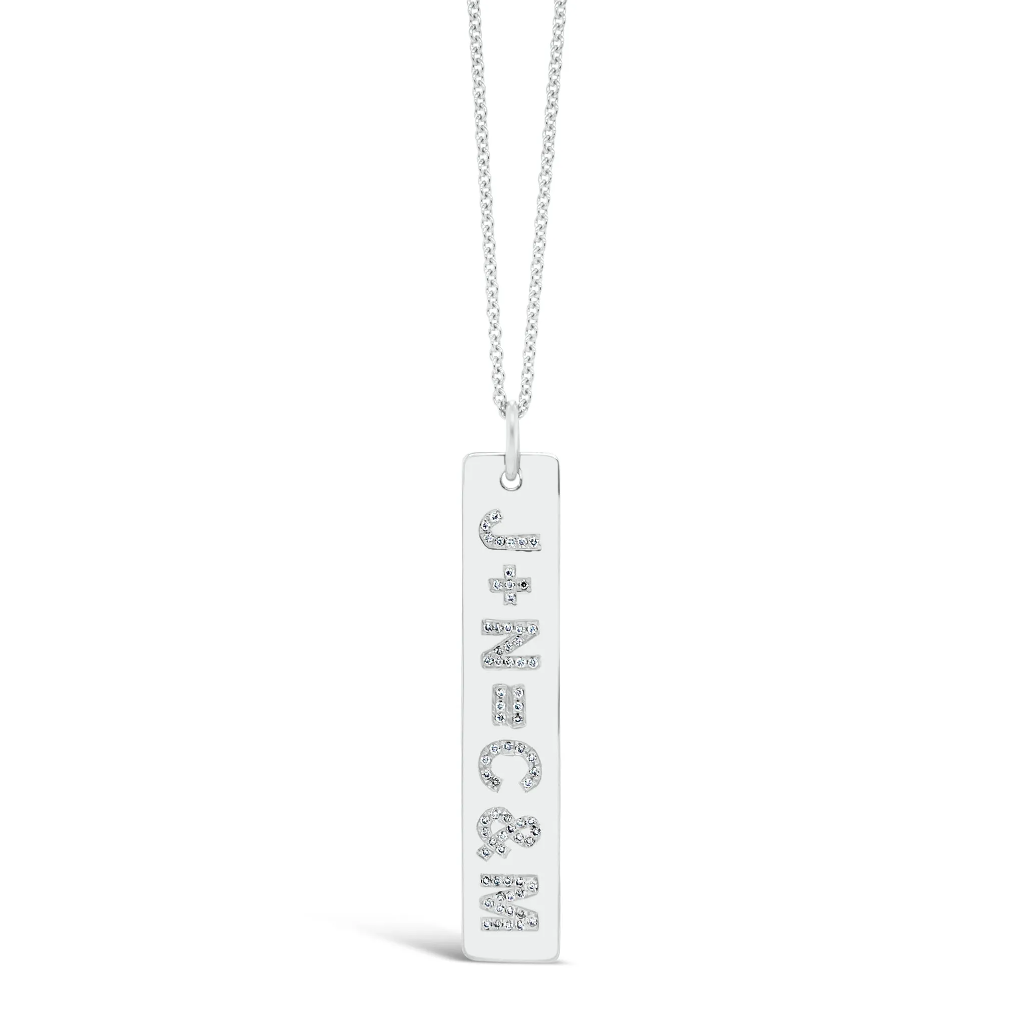 Diamond Initials Bar Pendant