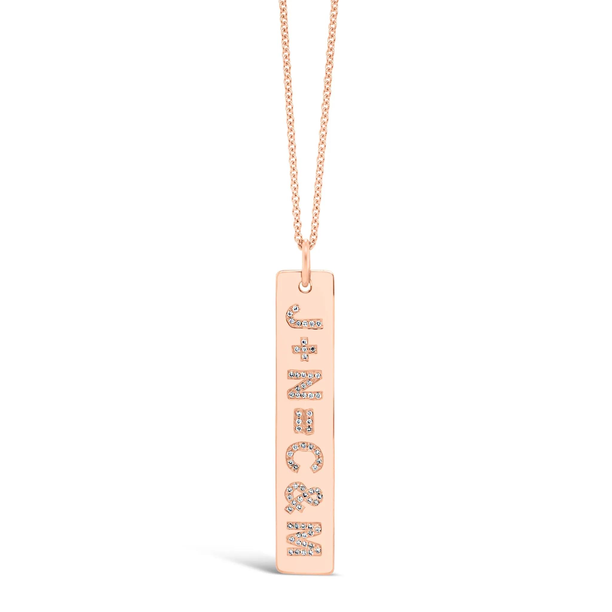 Diamond Initials Bar Pendant