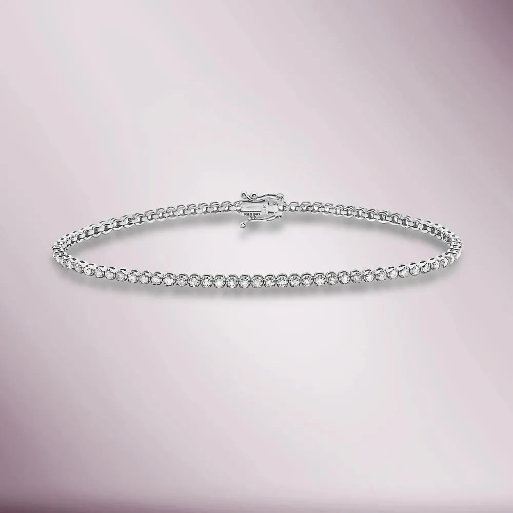 Diamond Tennis Bracelet (3.00 ct.) 3.60 mm Buttercup Setting in 14K Gold