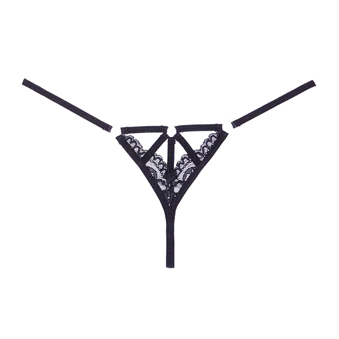 Do Not Disturb Lace Thong - Black