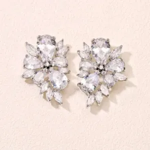 Earrings for Bride CZ Flower Shelly