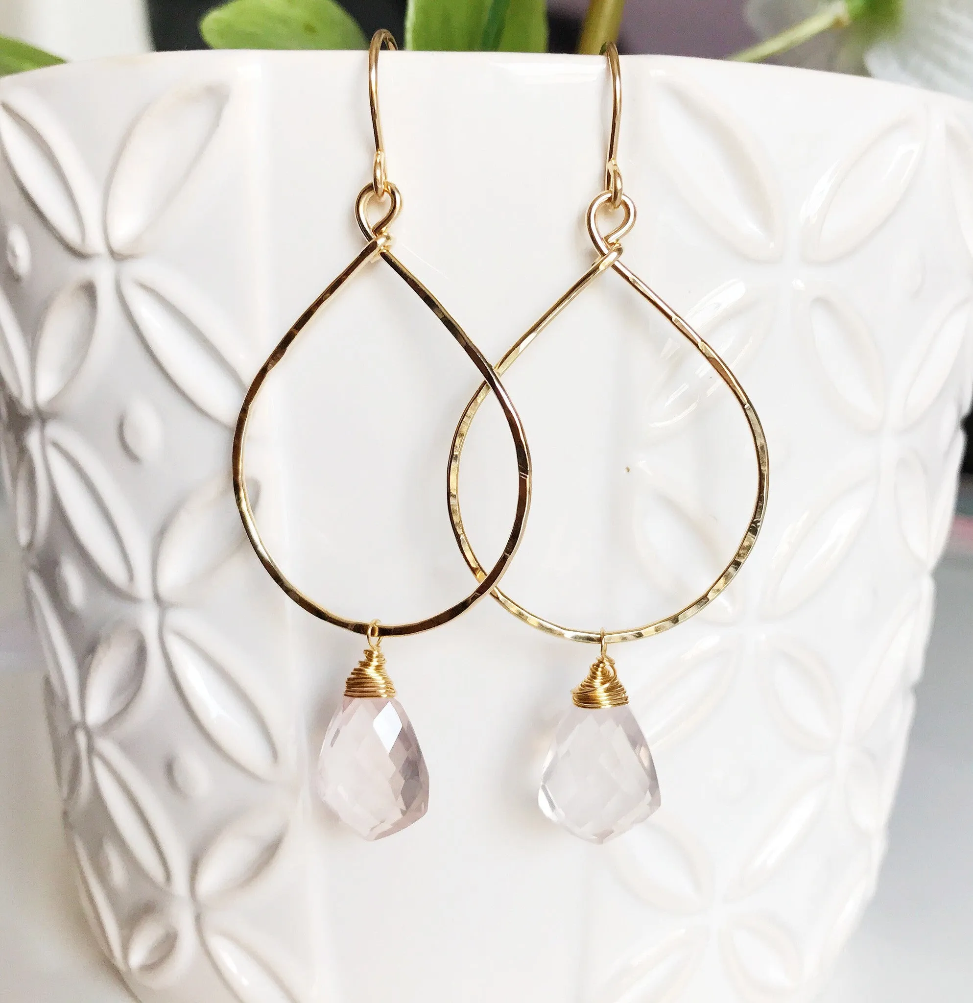 Earrings Nerida - rose quartz (E373)