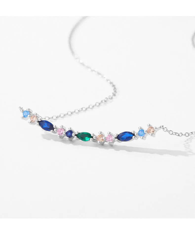 Elegant Korean Style Sterling Silver Zircon Necklace