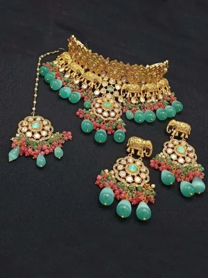 Emerald Beads Kundan Set