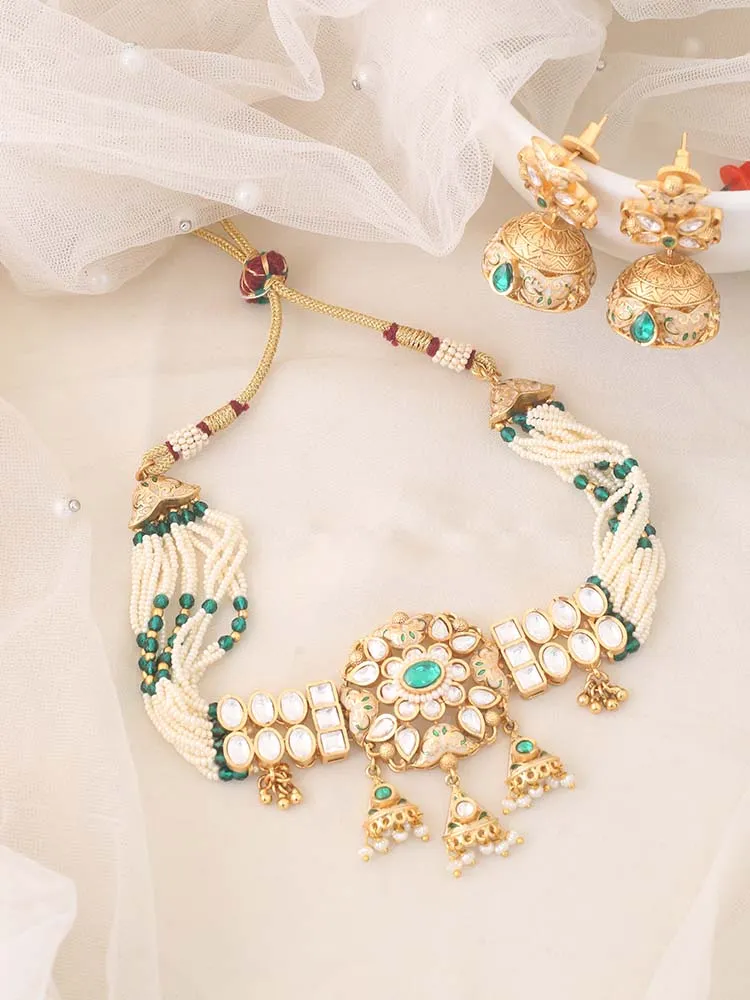 Emerald  Hemangini Temple Jewellery Set