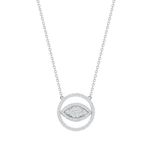 Evil Eye Diamond Necklace, 14k Gold