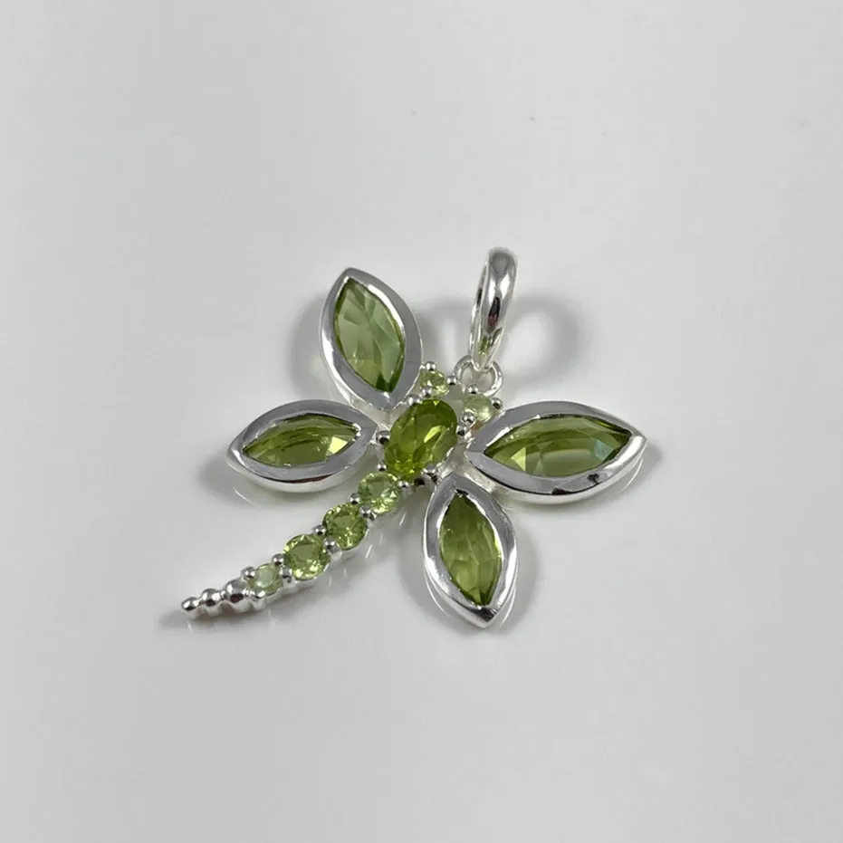 Faceted Peridot Dragonfly Pendant