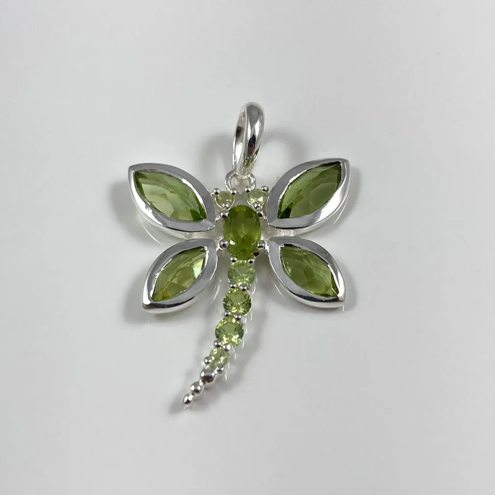 Faceted Peridot Dragonfly Pendant