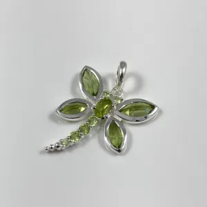 Faceted Peridot Dragonfly Pendant