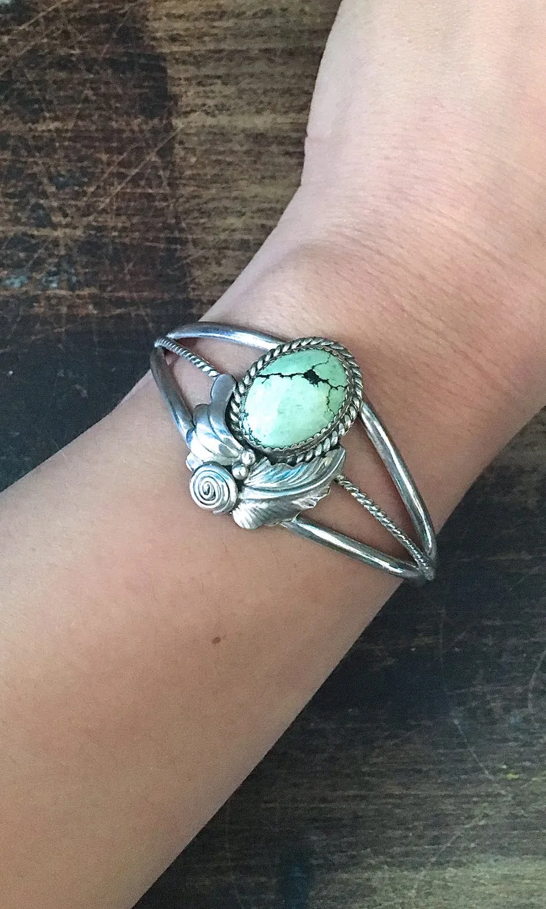 FEATHERED FRIEND Vintage Silver & Turquoise Cuff