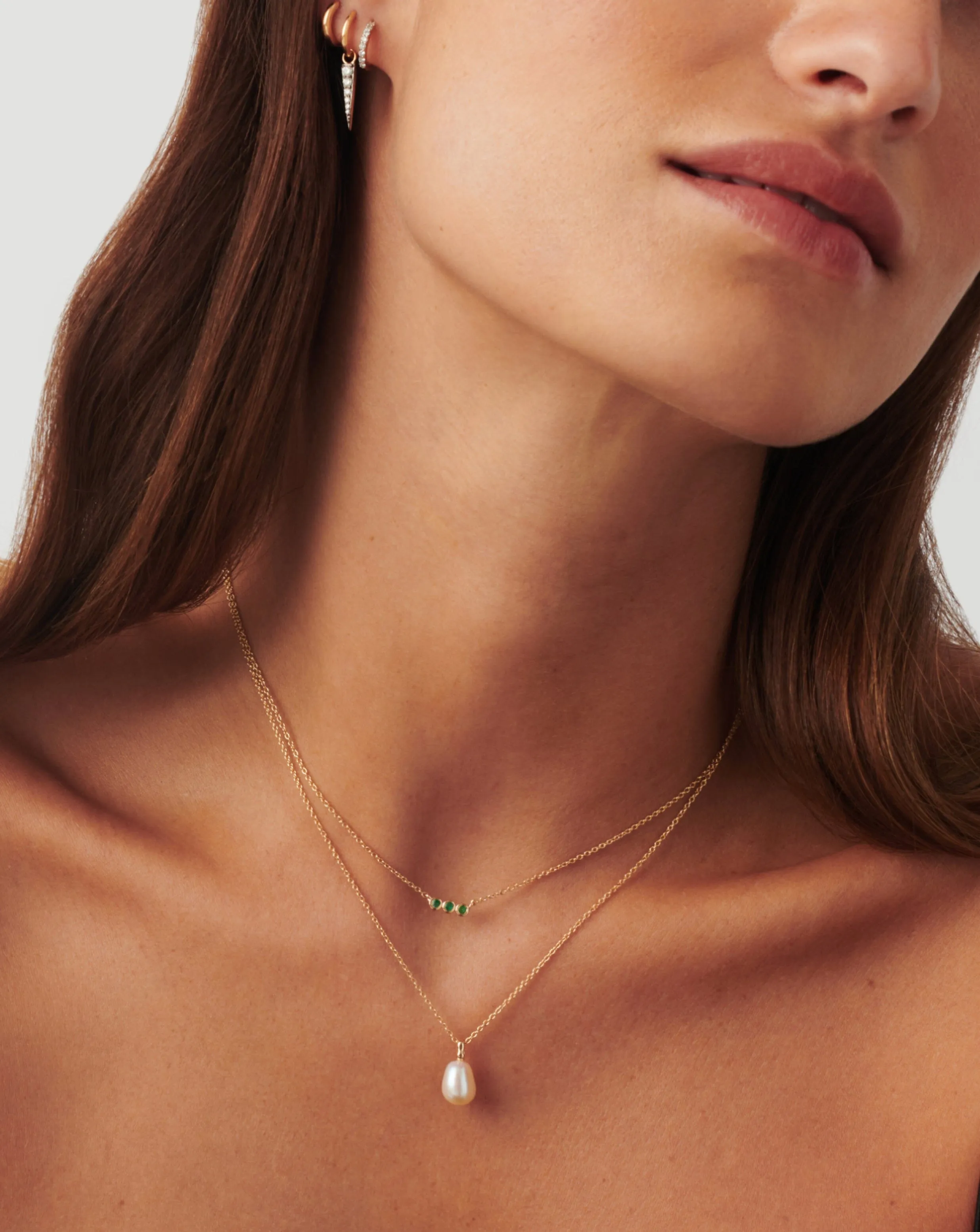 Fine Emerald Solitaire Trio Necklace