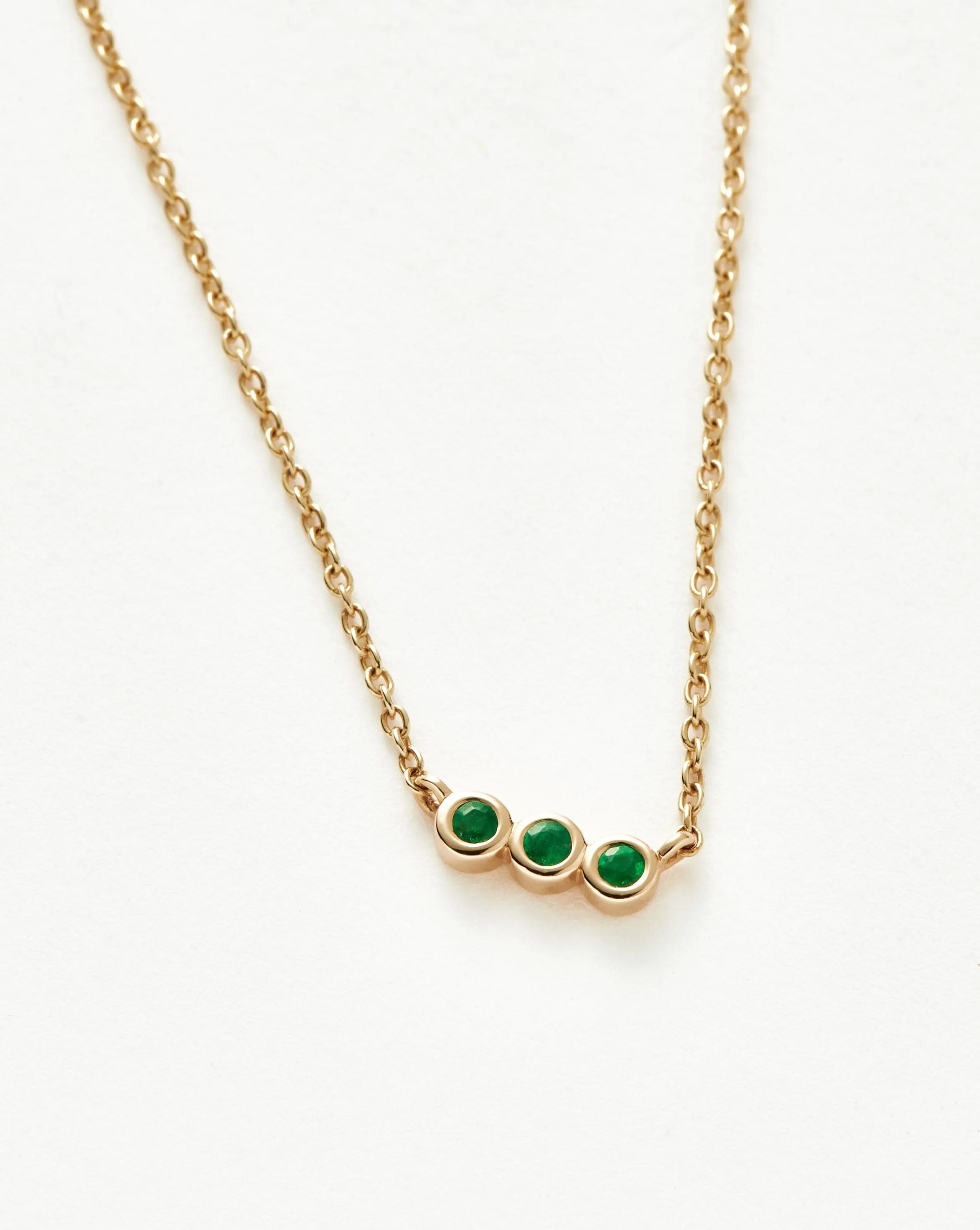 Fine Emerald Solitaire Trio Necklace