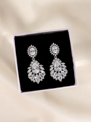 Floral CZ Wedding Earrings