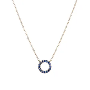 Gemstone Pavé Open Circle Necklace