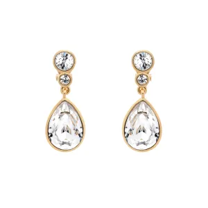 Gold Crystal Teardrop Clip Earrings