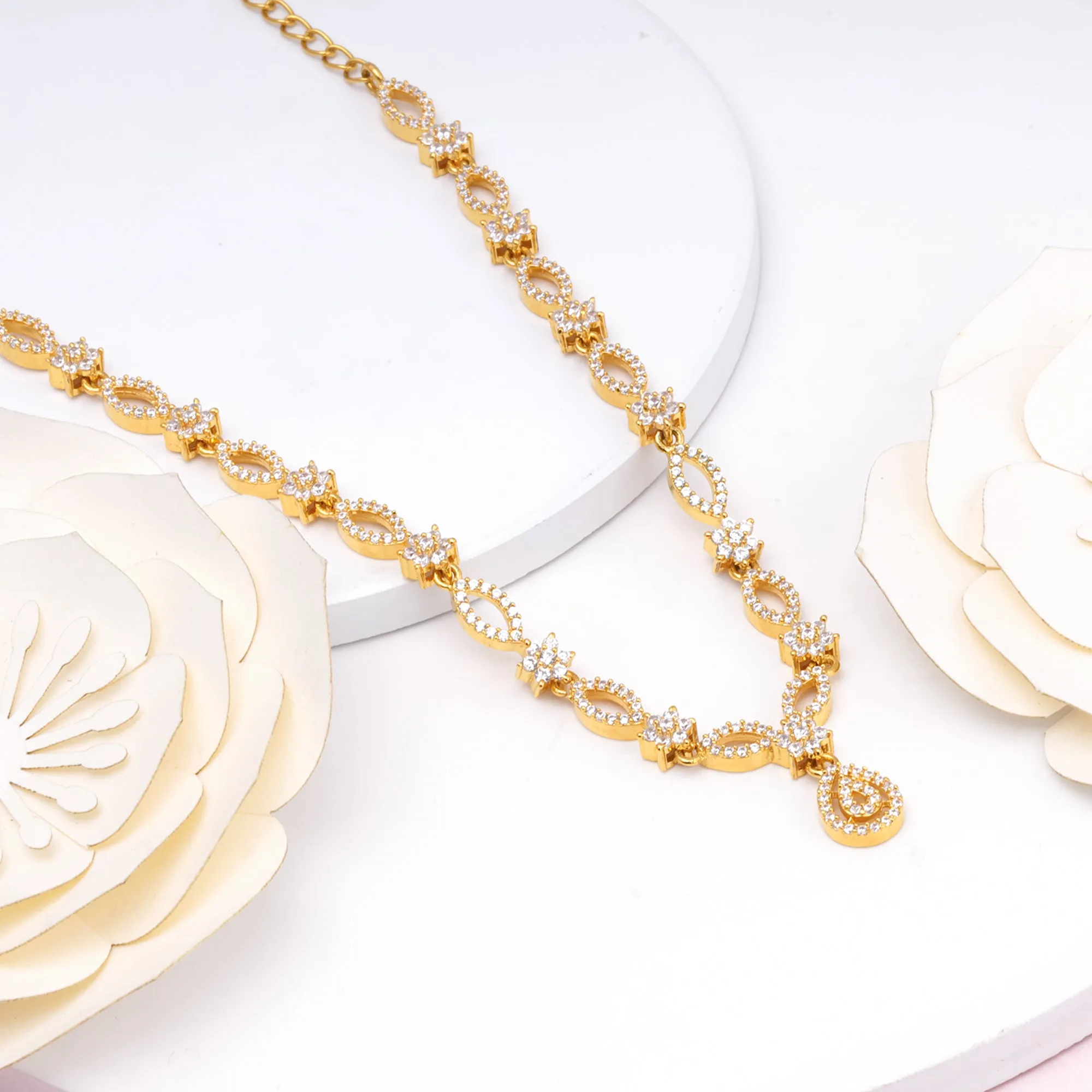 Golden Zircon Shine Elegant Necklace