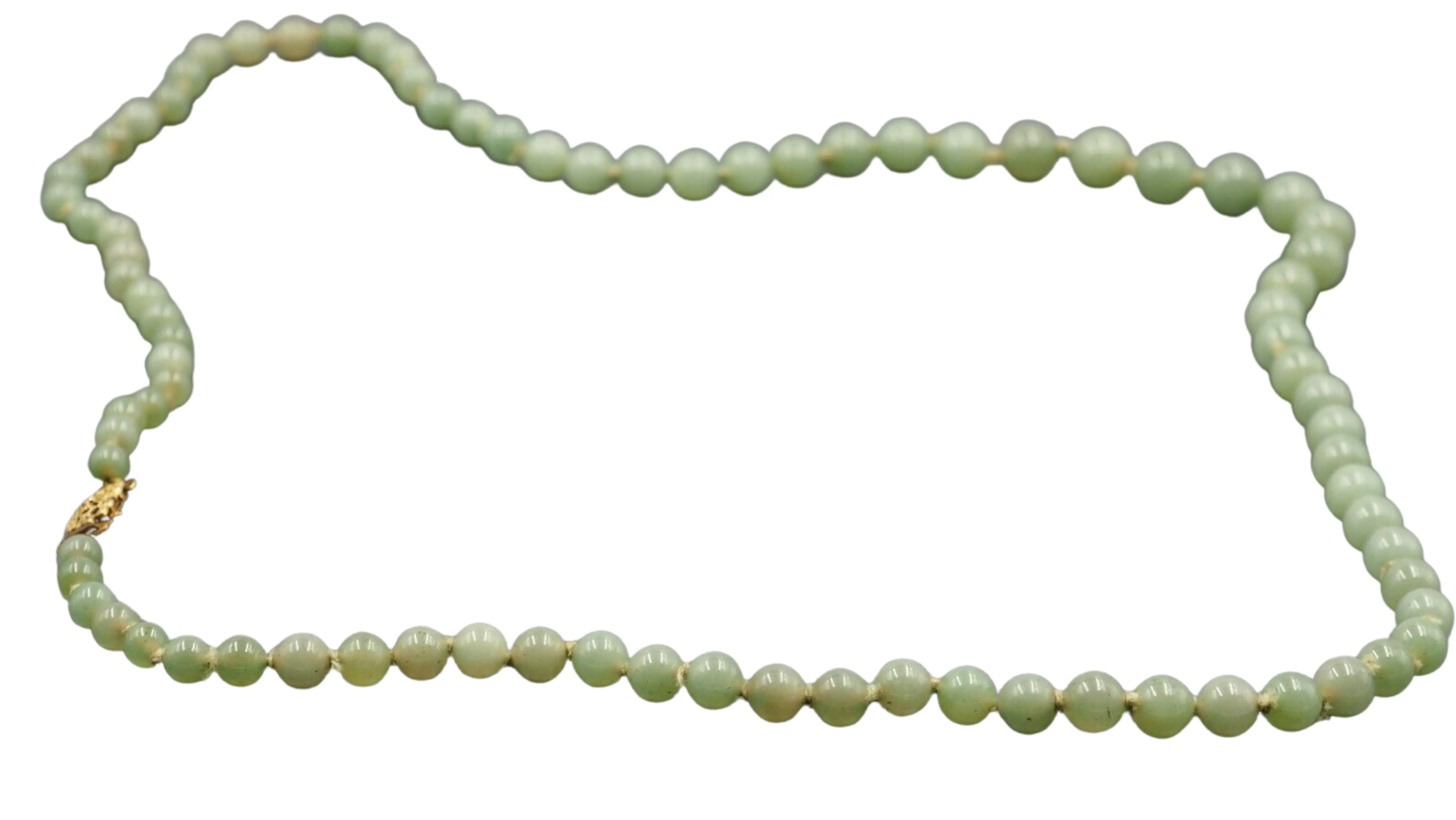 Graduated Jade Necklace with 9ct Yellow Gold Clasp