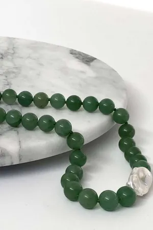 Green Jade  Baroque Pearl Necklace