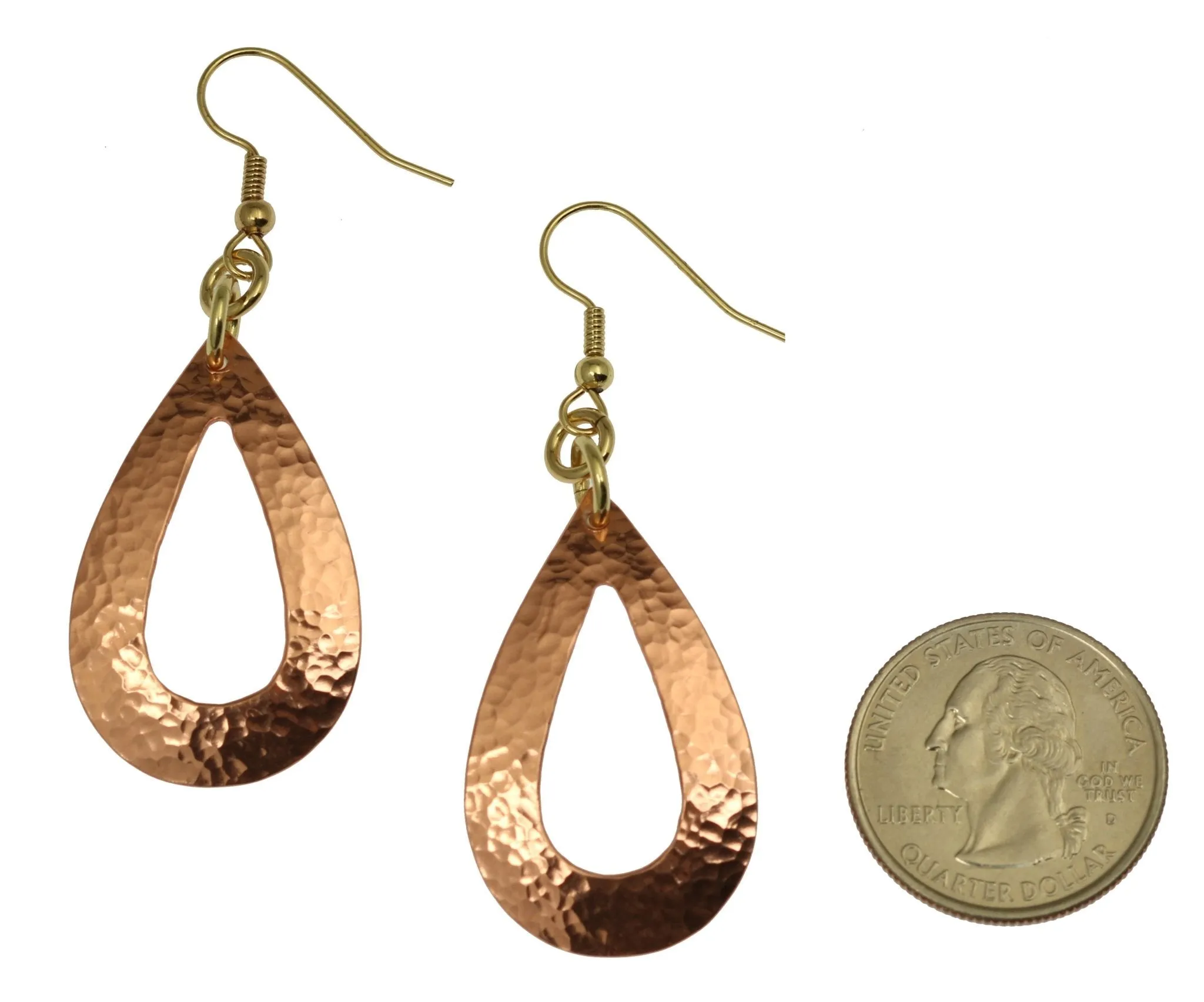 Hammered Copper Open Teardrop Earrings