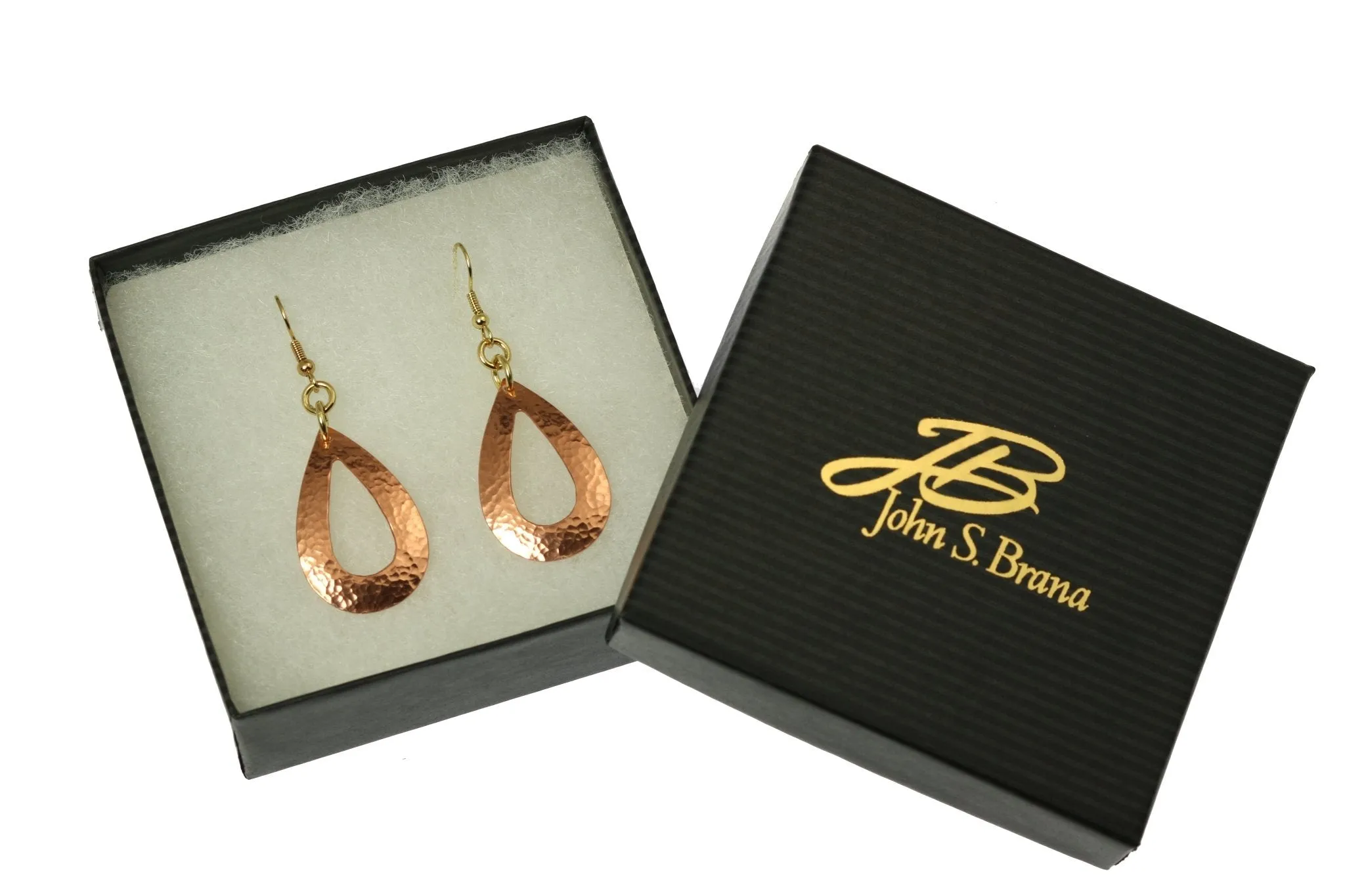 Hammered Copper Open Teardrop Earrings