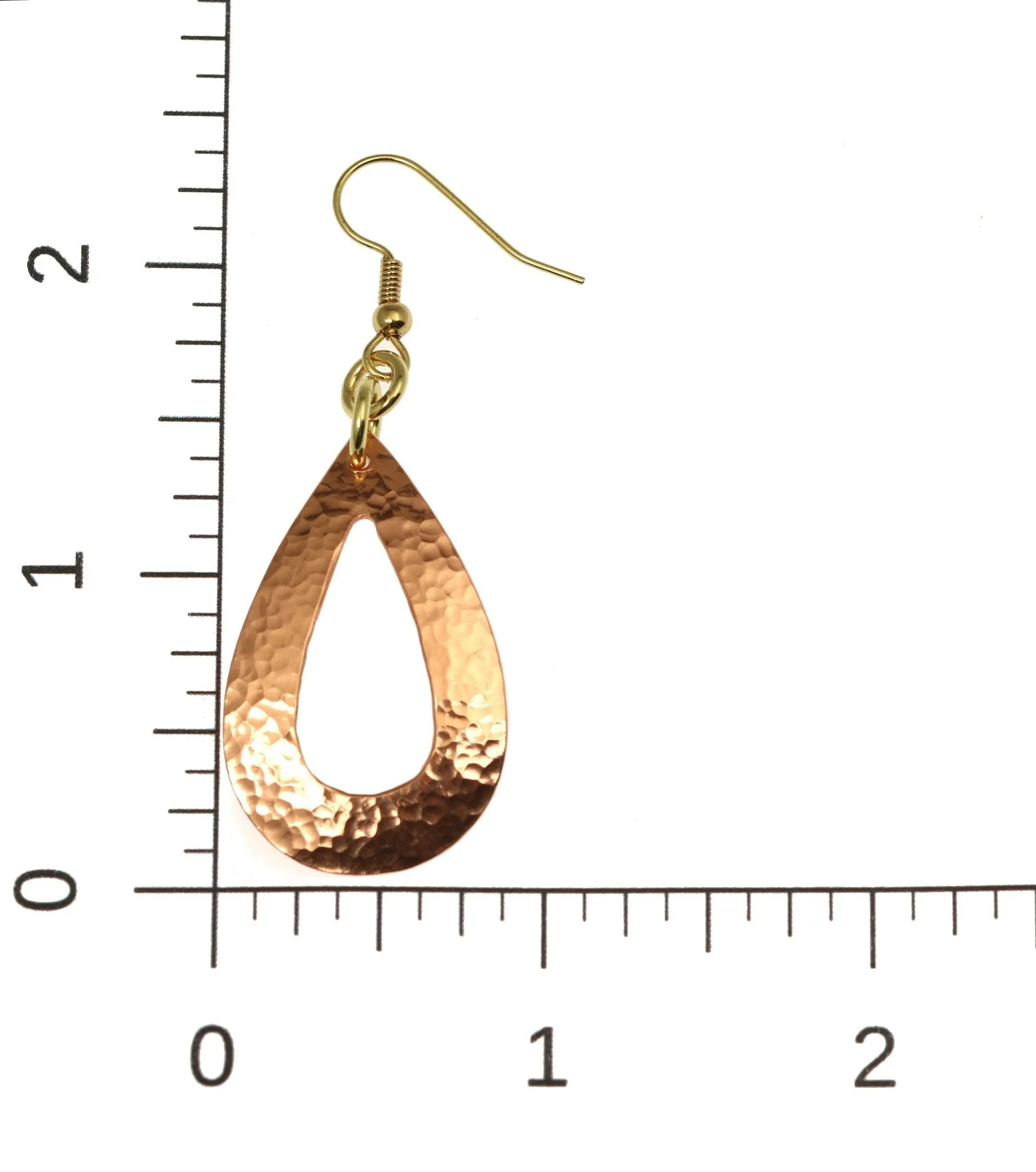 Hammered Copper Open Teardrop Earrings