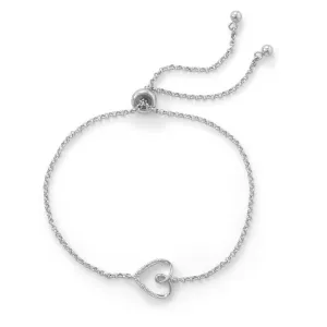 Heart Bolo Bracelet with Diamonds