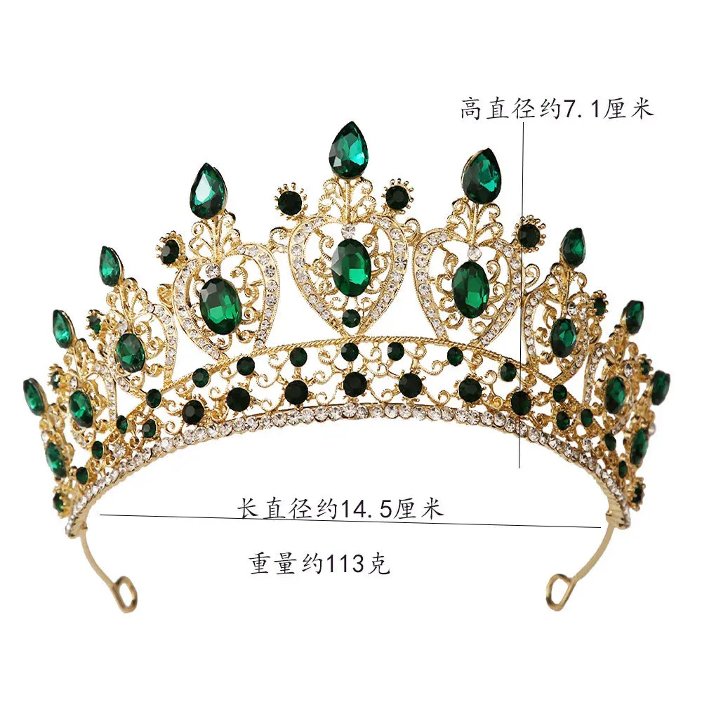 Heart Colorful Crystal Tiara Crowns Wedding Party Pageant Hair Accessory