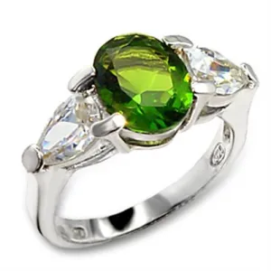 High-Polished 925 Sterling Silver Ring with Synthetic Spinel in Peridot for Women Style 60411