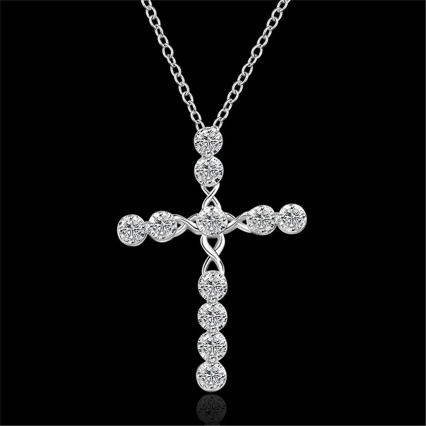 Hip Hop Jewelry Small Cross Pendant Necklace with Rhinestone in Gold Color