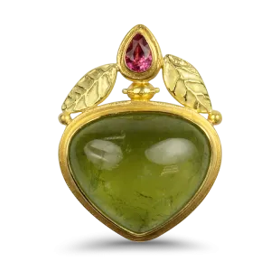 Holly Hamilton Estate 22k Yellow Gold Peridot & Spinel Pendant