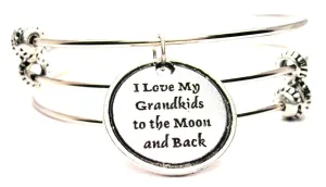 I Love My Grandkids To The Moon And Back Triple Style Expandable Bangle Bracelet