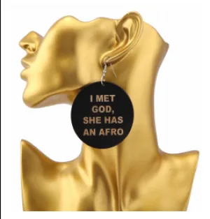 I met God She has an Afro Earrings | Natural hair earrings | Afrocentric earrings | jewelry | accessories