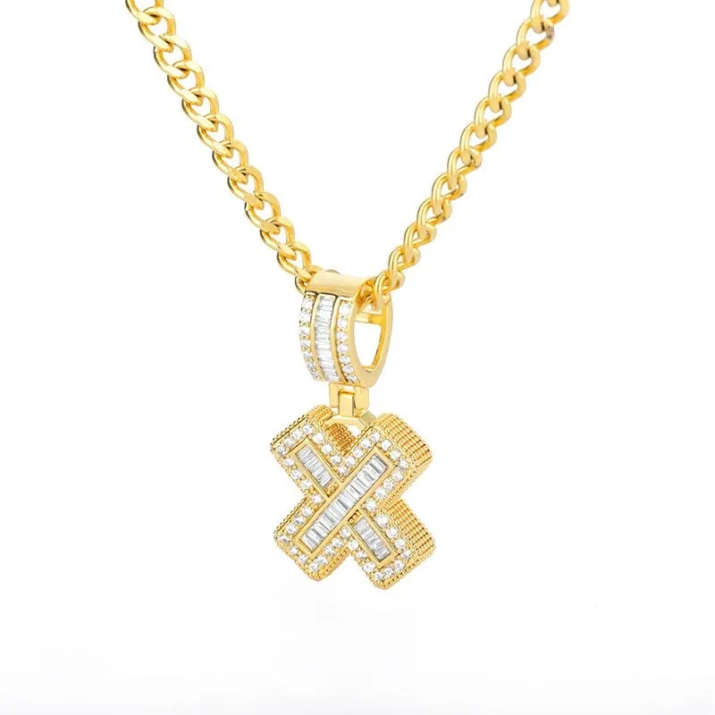 Iced Out Zircon Bejeweled A-Z Initial Letter Pendant Necklaces