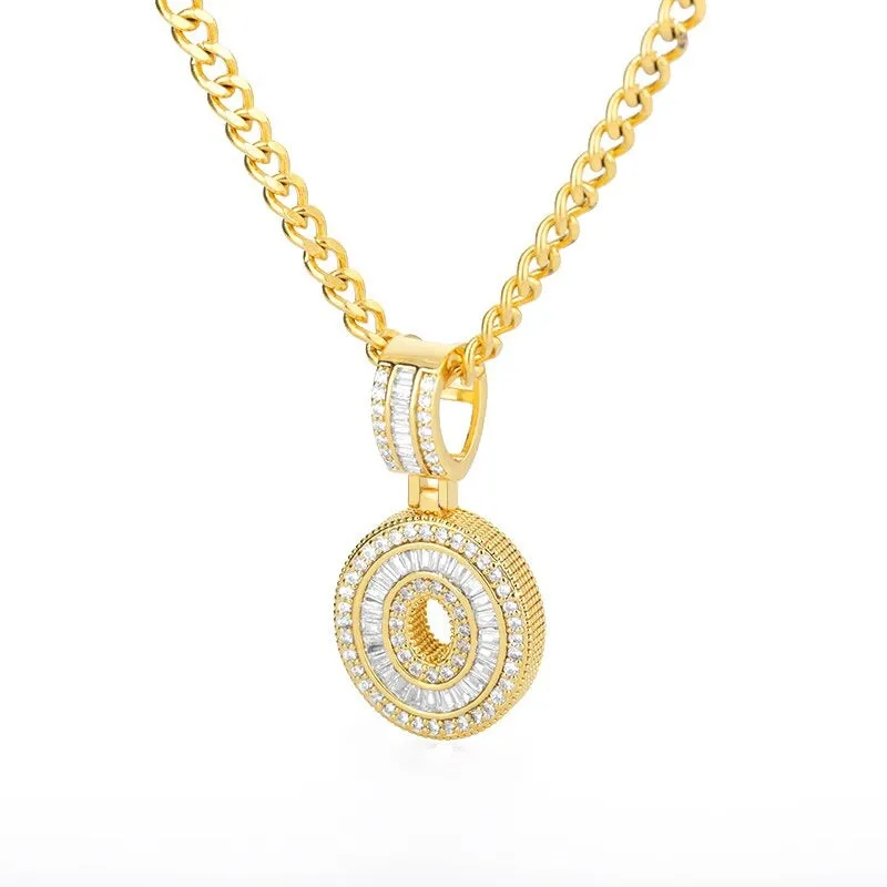 Iced Out Zircon Bejeweled A-Z Initial Letter Pendant Necklaces