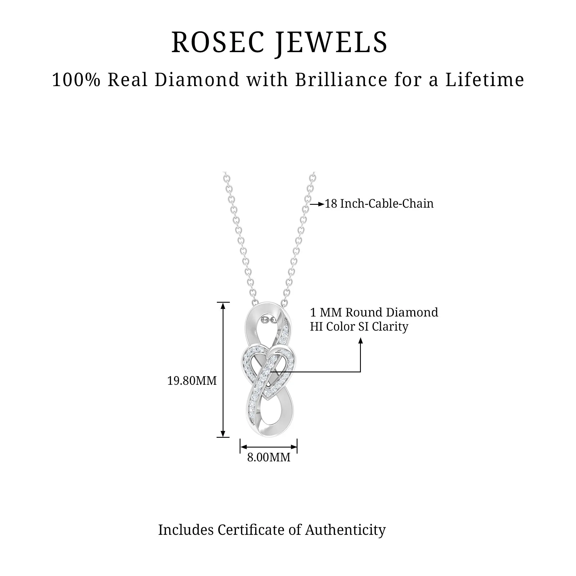 Infinity Heart Necklace with Diamond Accents