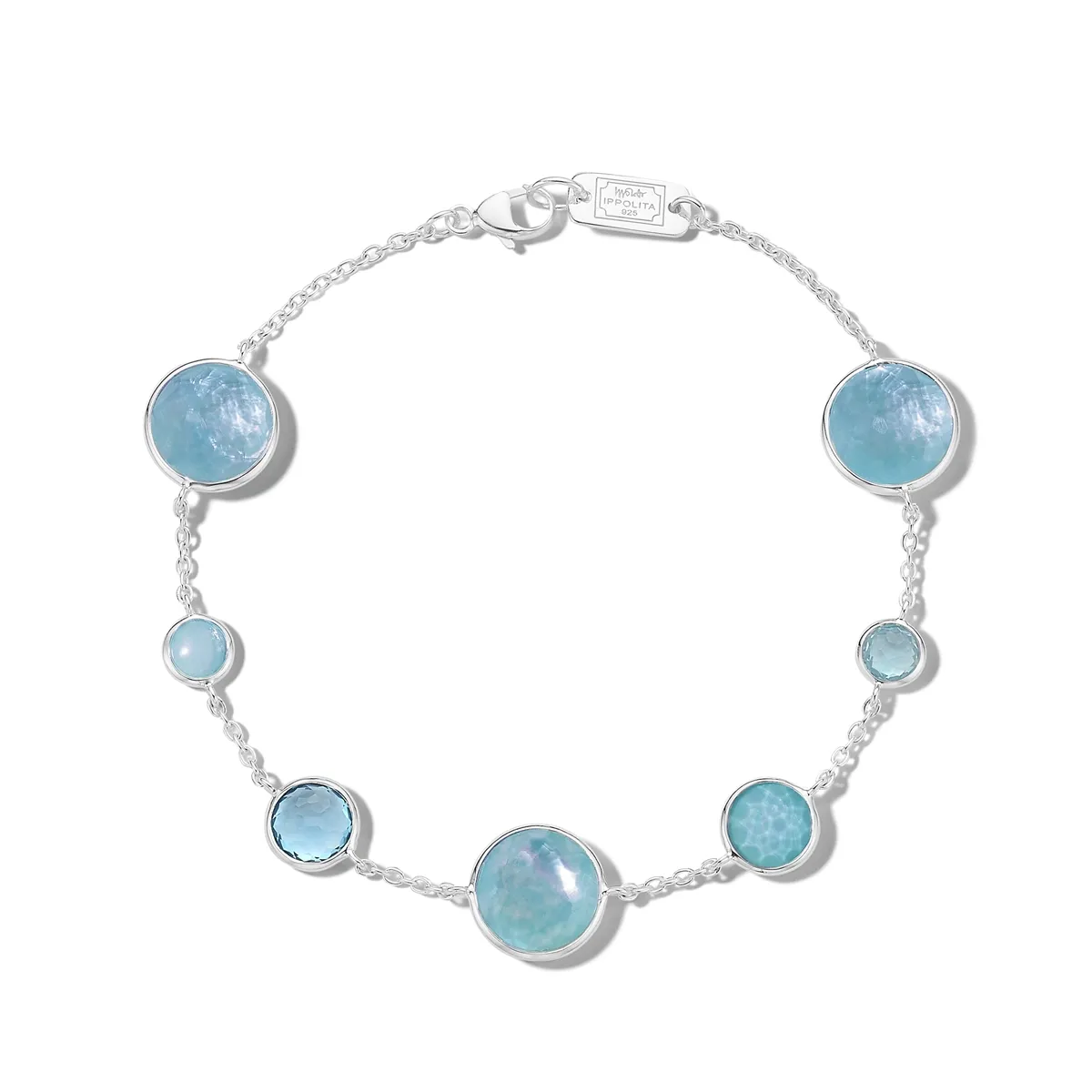 Ippolita Sterling Lollipop 7-Stone Link Bracelet in Waterfall