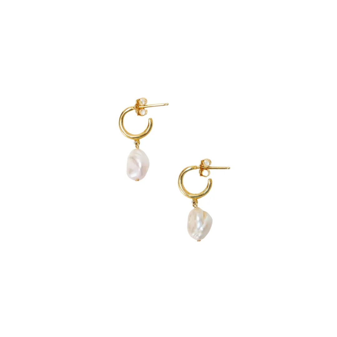 Irregular White Pearl Earrings