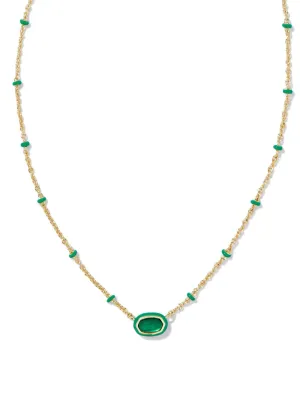 Kendra Scott Mini Elisa Enamel Necklace - Gold Emerald Illusion