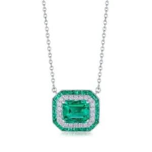 Kwiat Platinum Colombian Emerald and Diamond Necklace