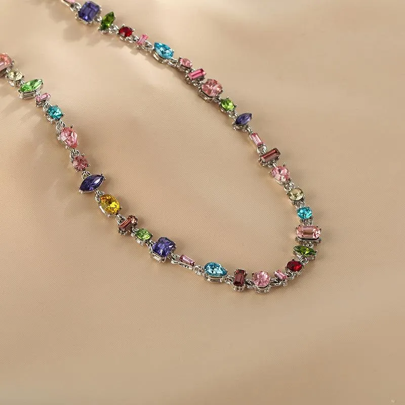 Ladies Multicolor Zircon Splice Necklace SKAJ030