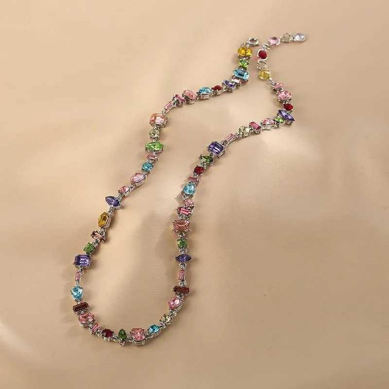 Ladies Multicolor Zircon Splice Necklace SKAJ030