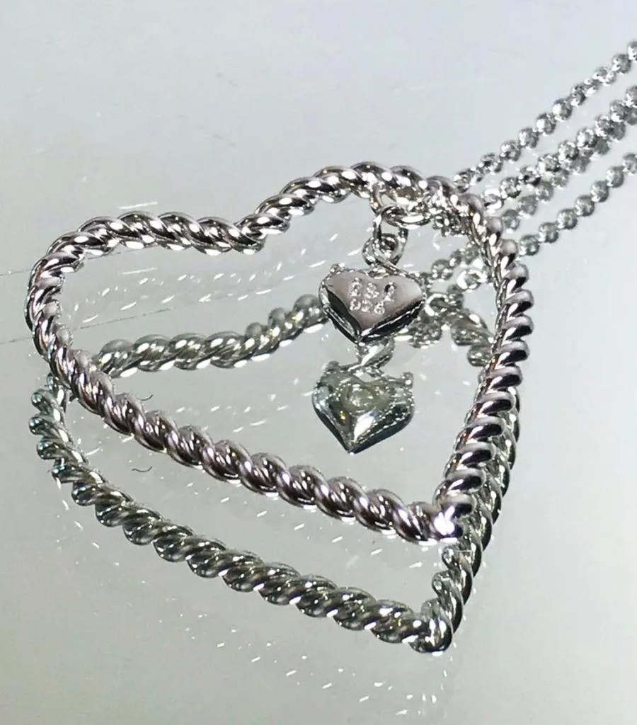 Lily & Lotty 925 Sterling Silver & Diamond Heart Necklace